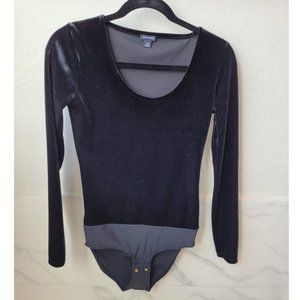 J. Crew Black Velvet Long Sleeve Bodysuit